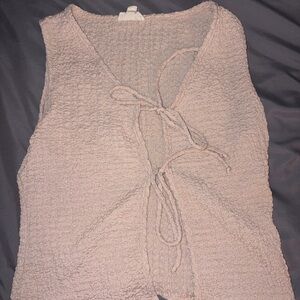 See You Monday Textured Tie-Front Blouse